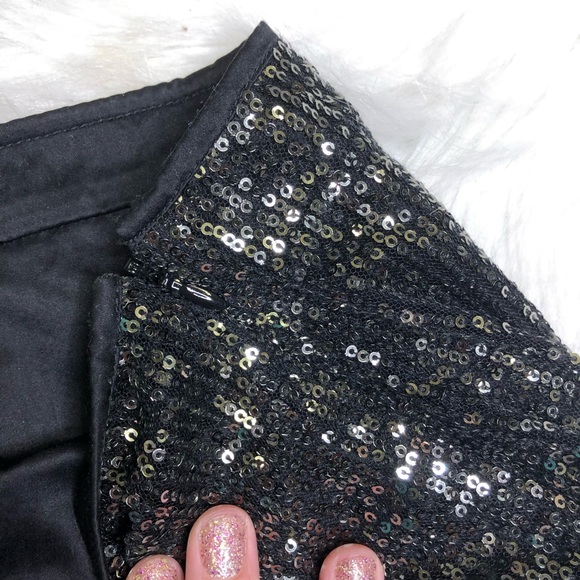 Jennifer Lopez Black Sequin Mini Skirt Sheer Detai - Picture 4 of 7